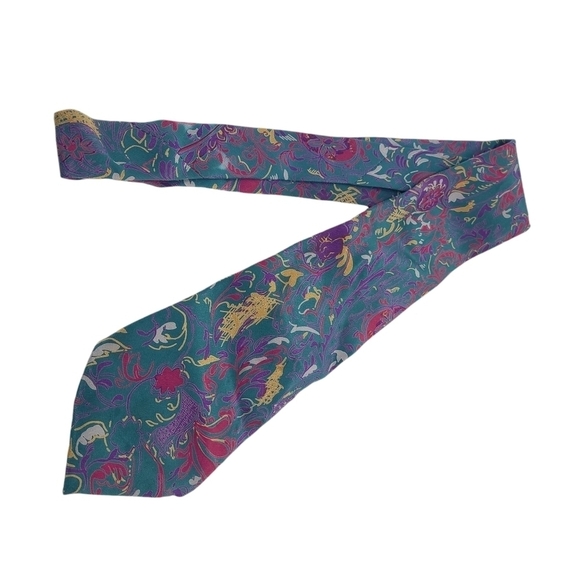 Milano | Men's Vintage Multicolored Floral Printed Silk Tie (One Size) - Picture 8 of 12